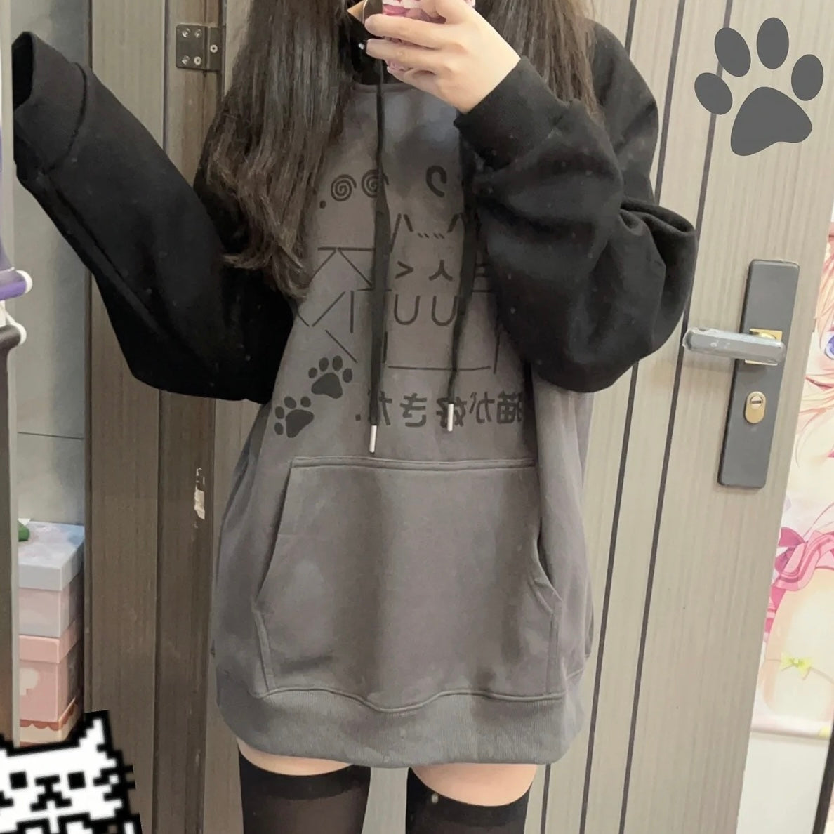 Kawaii ketty print hoodie