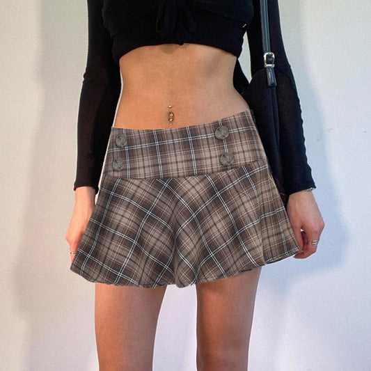 Khaki Plaid Schoolgirl Short Skirt - Femboy Fashion
