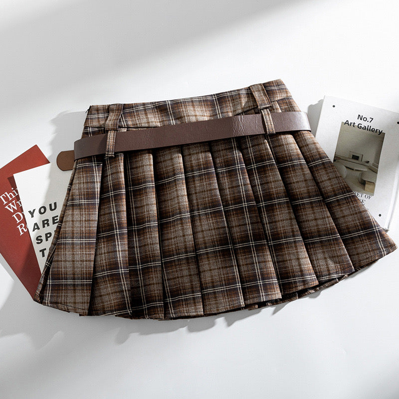 Khaki Plaid Schoolgirl Short Skirt - Femboy Fashion