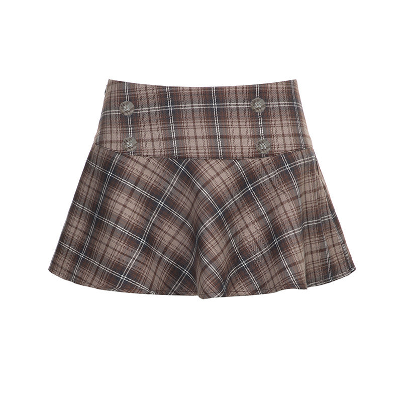 Khaki Plaid Schoolgirl Short Skirt - Femboy Fashion
