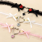 Lace Bow Choker With Heart - Femboy Fashion