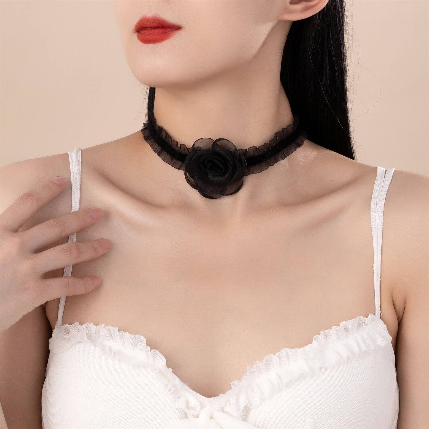 Femboy with Lace Choker With Flower - Femboy Fashion