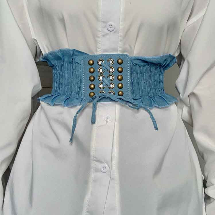 Light Blue Corset Belt for Femboy - Femboy Fashion