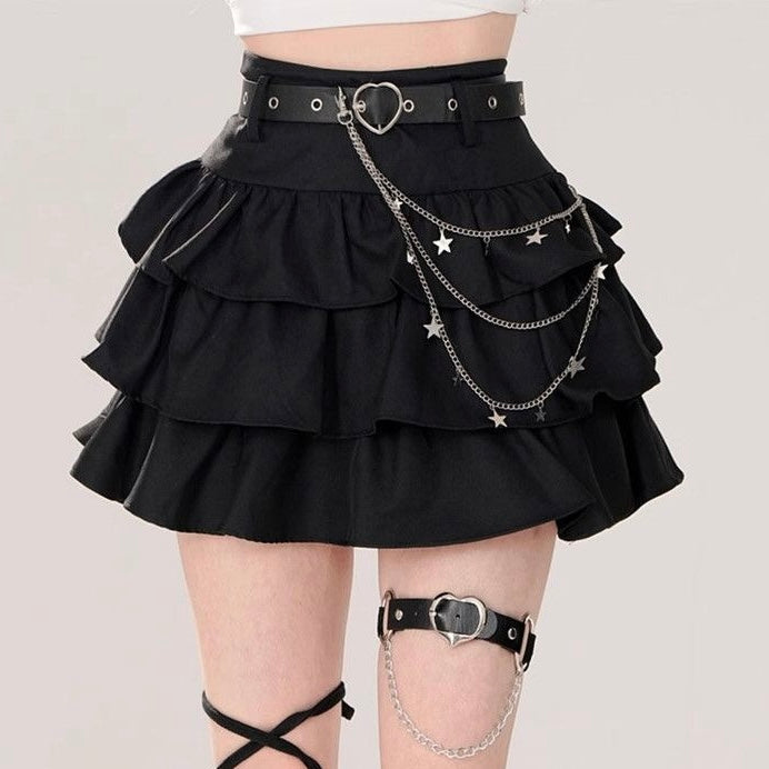 Gothic Black Cake Skirts - Femboy Fashion