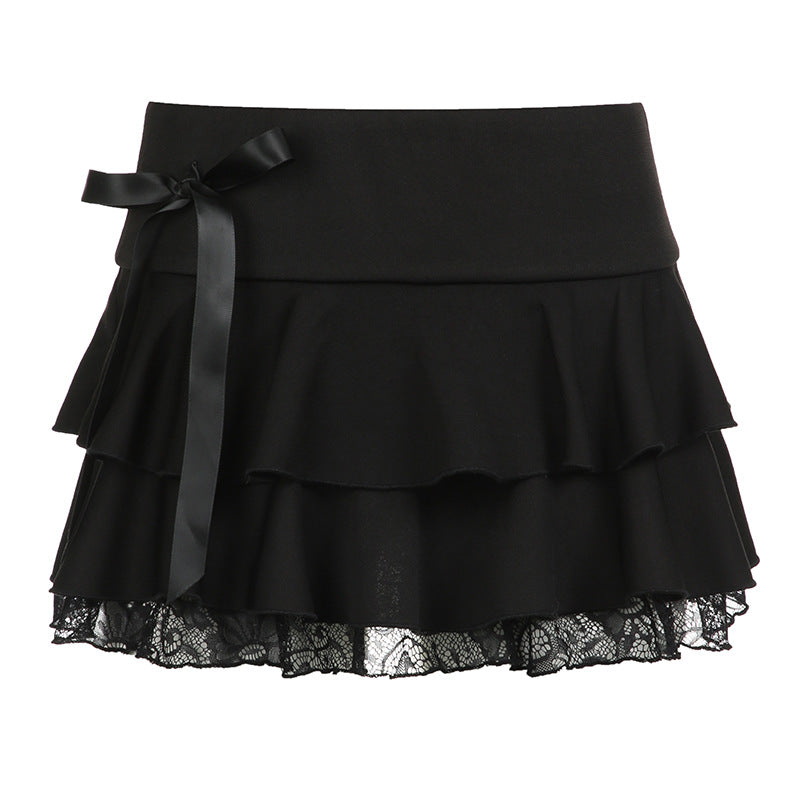 Low Waist Short Black Mini Skirt