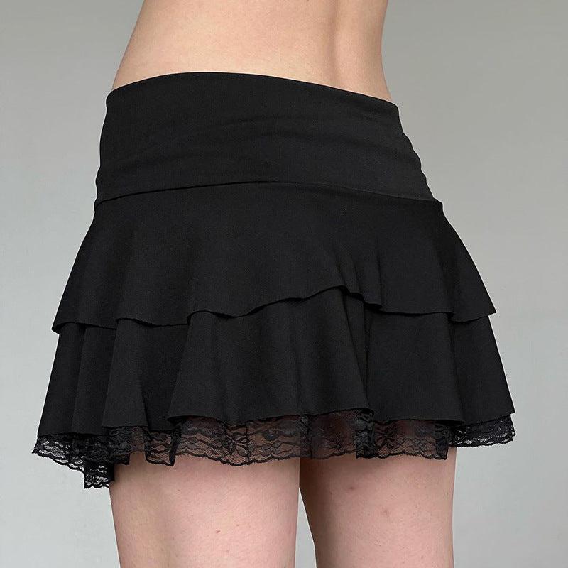Low Waist Short Black Mini Skirt