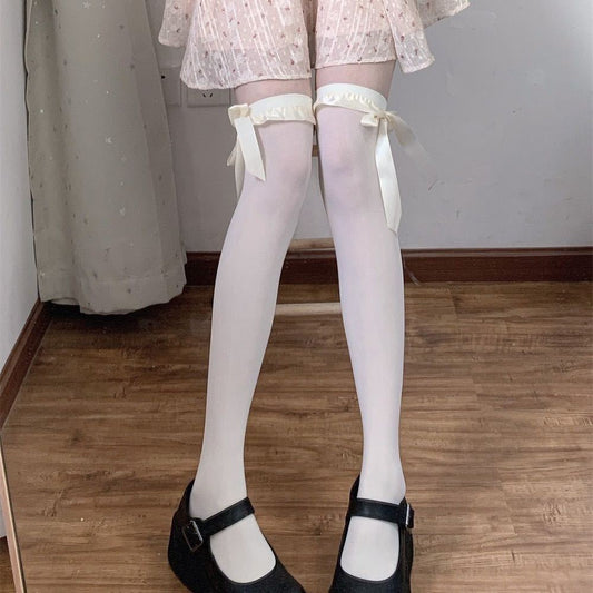 Milk White Cute Thigh High Stockingss - Femboy Fashion