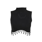 Black moon sleeveless crop top