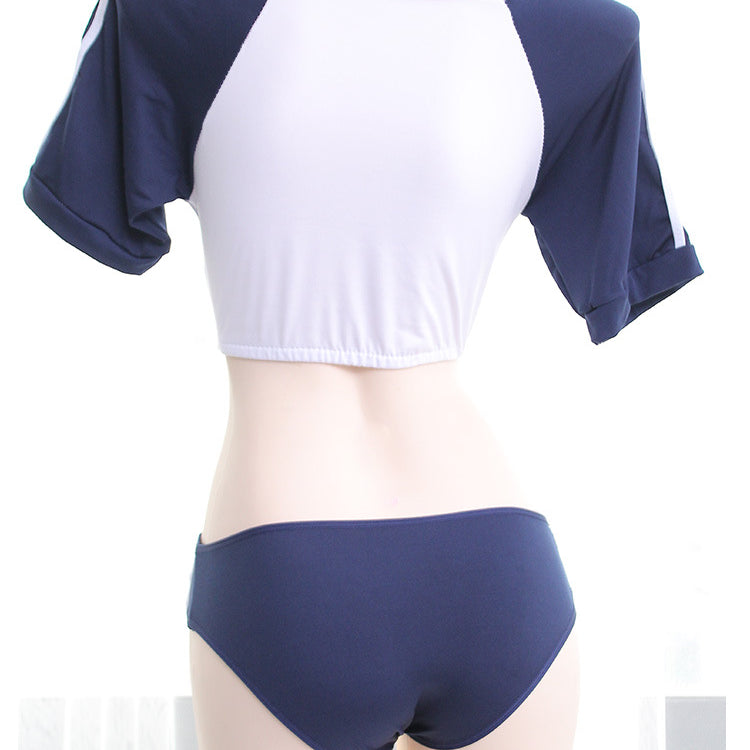 Navy Crop Top Lingerie Set - Femboy Fashion