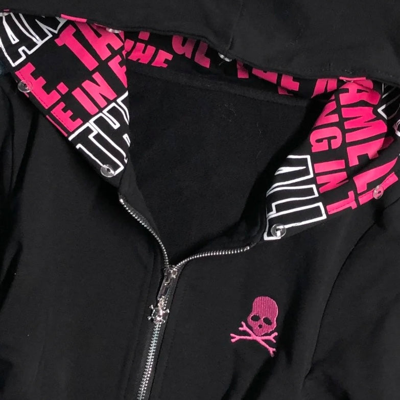 Oversized Grey Zip Up Bow Hoodie - Femboy Fashion