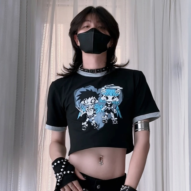 Oversize Retro T-Shirt Black - Femboy Fashion