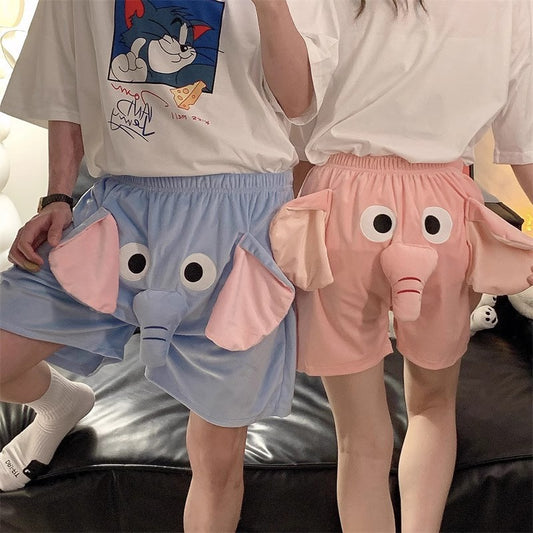 Pink And Blue Cute Elephant Shorts for Femboy - Femboy Fashion