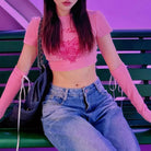 Femboy in Pink Angel Crop Top