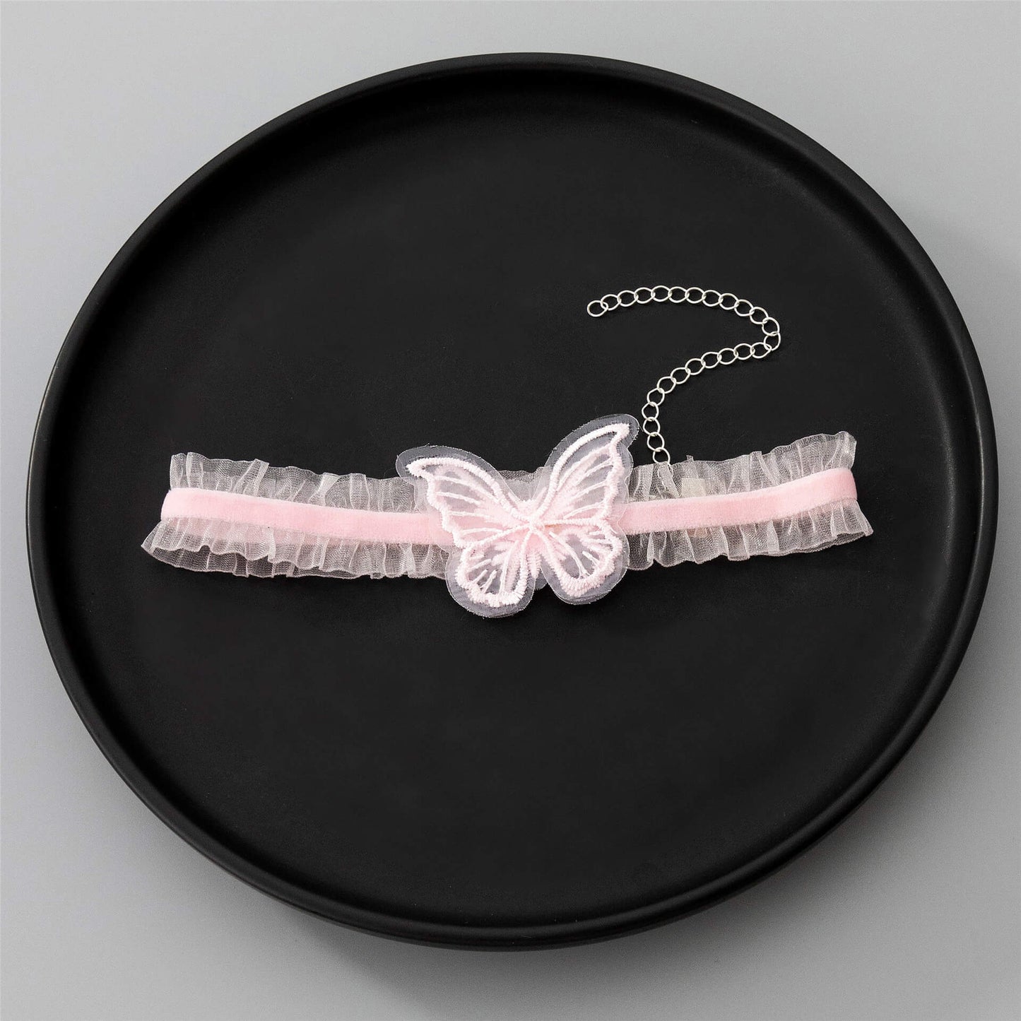 Pink Choker Butterfly Necklace - Femboy Fashion