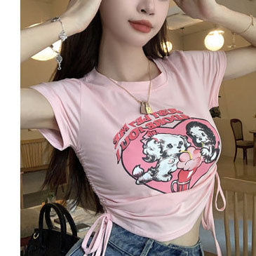 Pink Retro T-Shirt Black - Femboy Fashion
