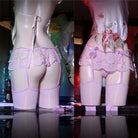 Pink Lace Thigh High Stockings With Garter Belt