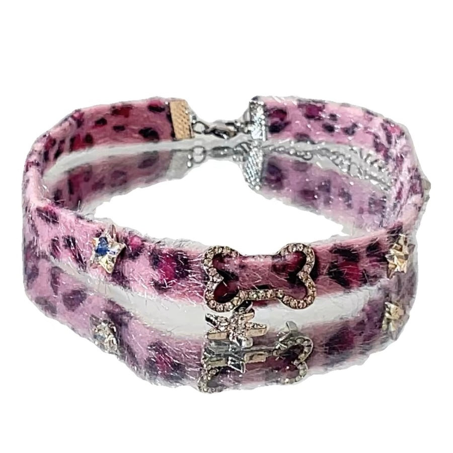 Pink Leopard Print Choker - Femboy Fashion