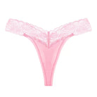 Pink plus size lace thong panties