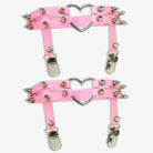 Pink Punk Leather Thigh Garter With Heart - Femboy Fashion