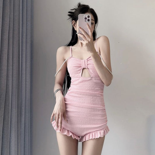 Pink Ruffle Swimsuit - Femboy Fashion