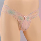 Pink Sexy Floral Lace Pouch Thong Panty