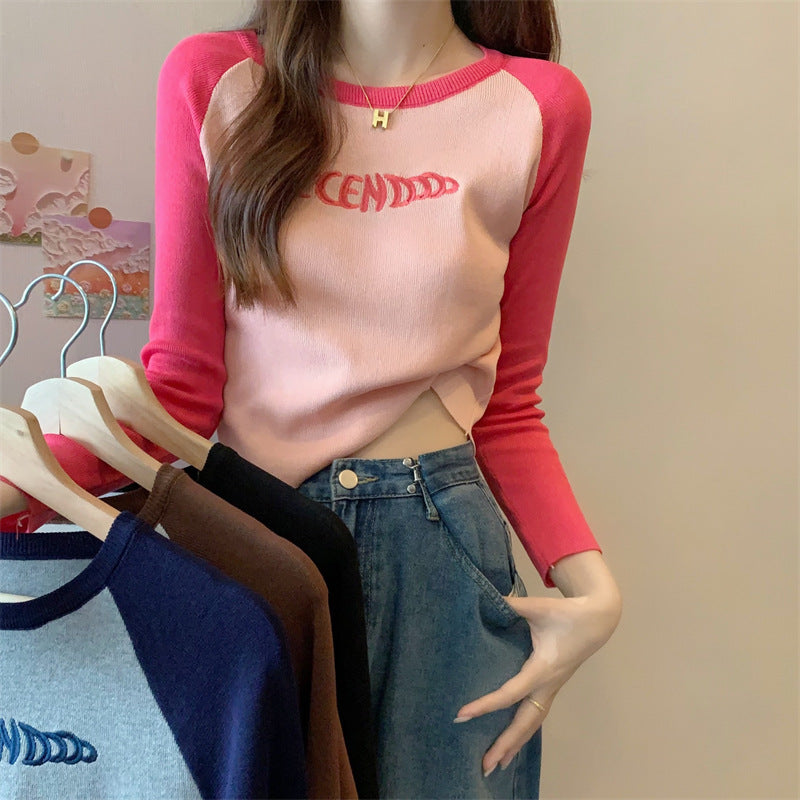 Femboy In Pink Slim Fit Round Neck T Shirt Long Sleeve - Femboy Fashion