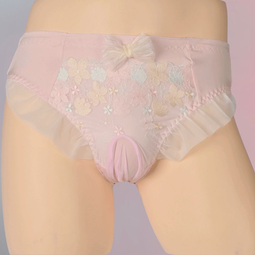 Pink Sweet Floral Lace Pouch Panty
