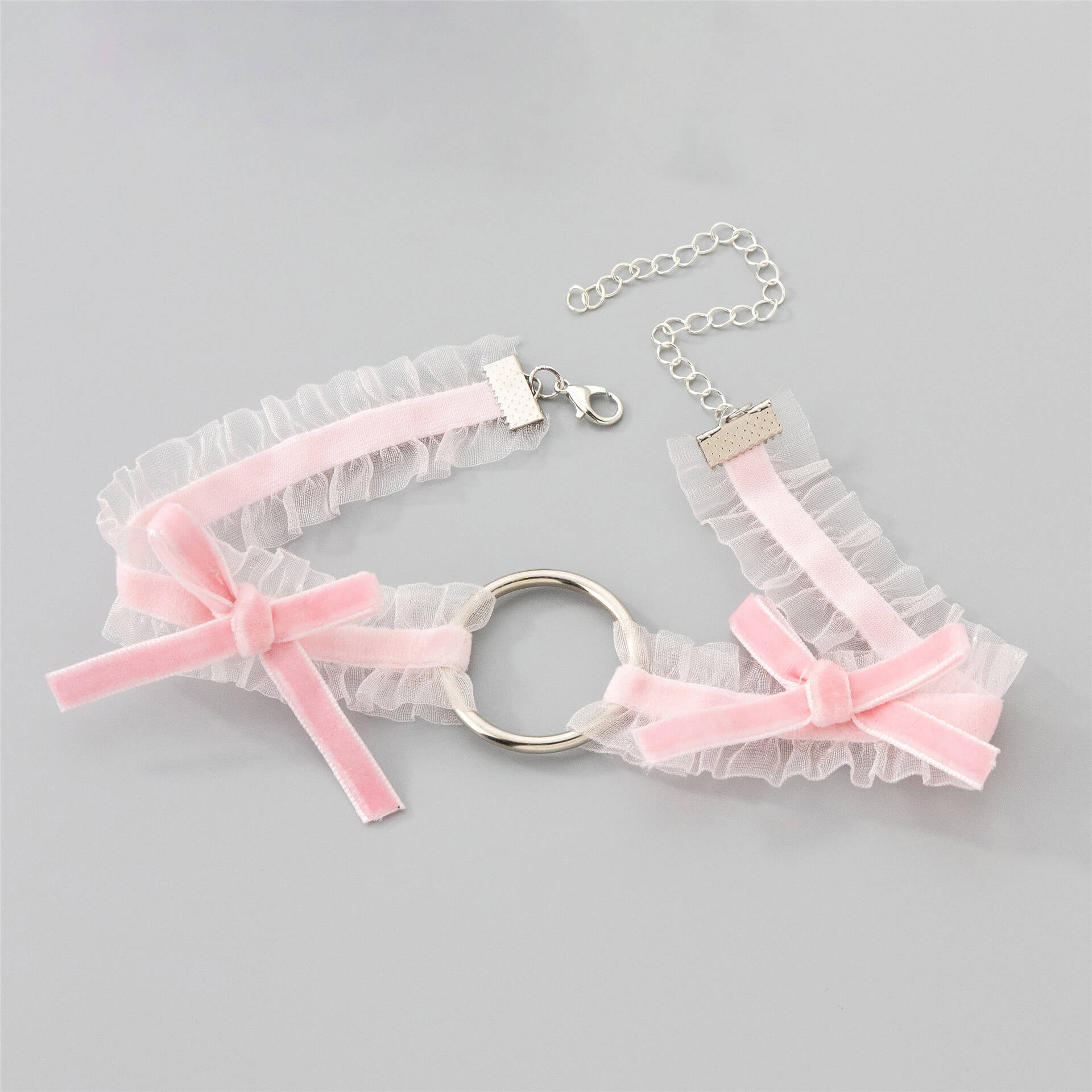 Pink Velvet Bow Choker - Femboy Fashion