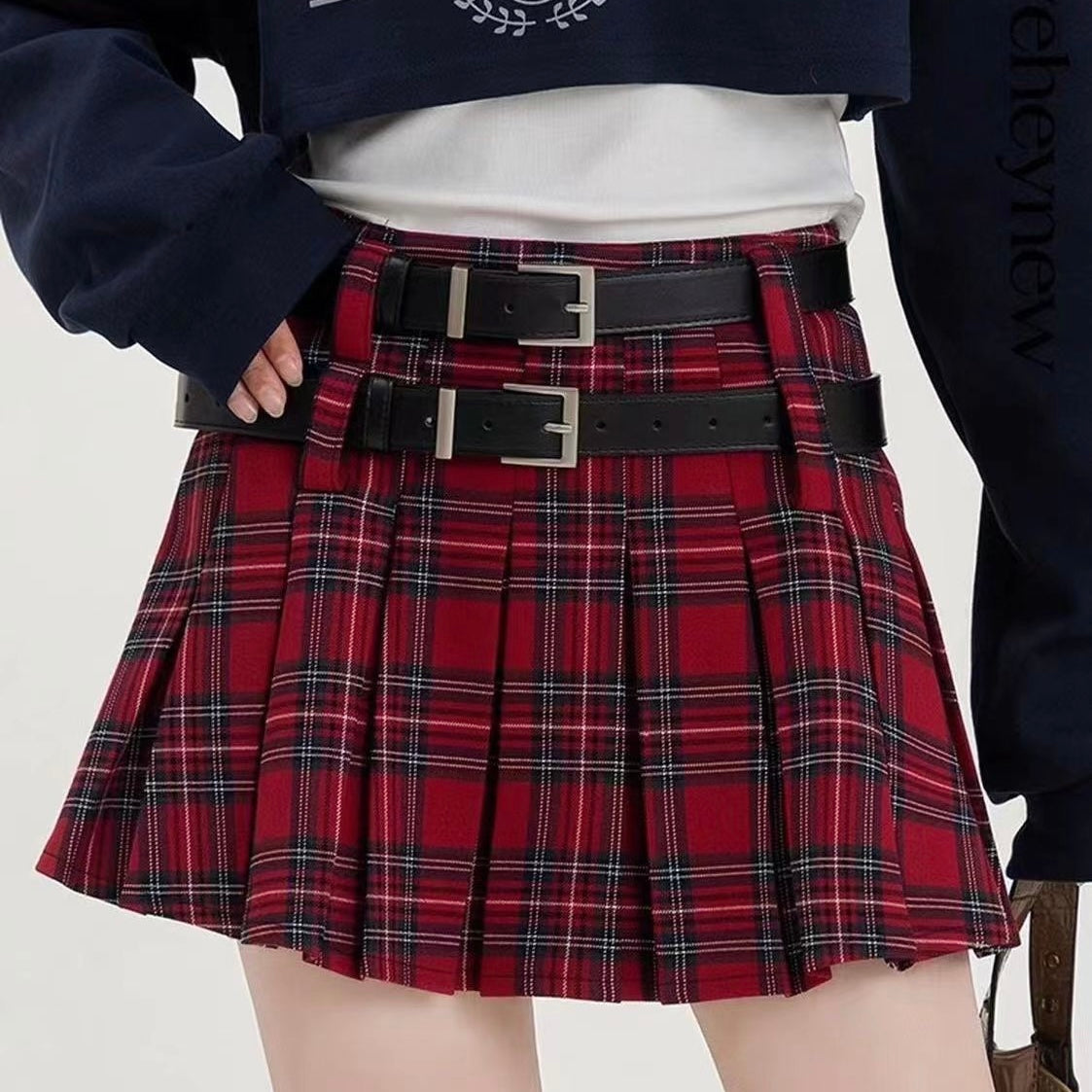 Plaid Red And Black Pleated Skirt - Femboy Fashion