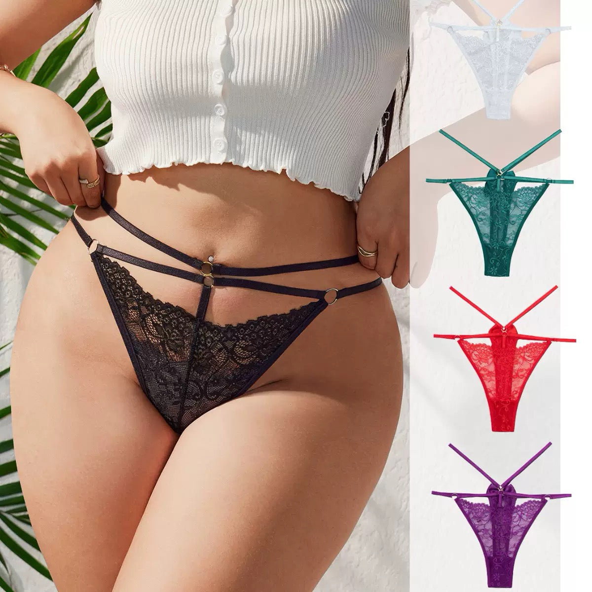 Plus size floral lace thong panties for femboy