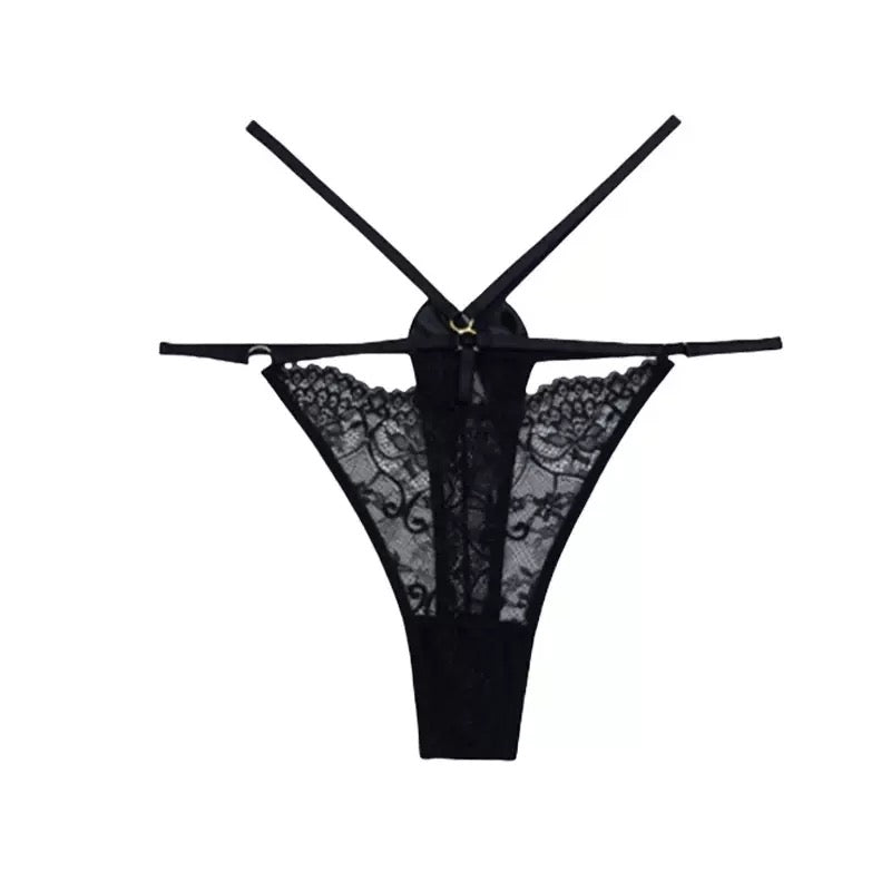 Plus size floral lace thong panties