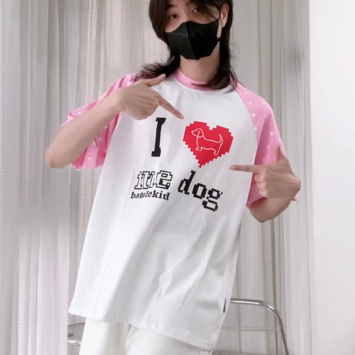 Purple Oversized Heart Print T Shirt With Chain - Femboy Fashion