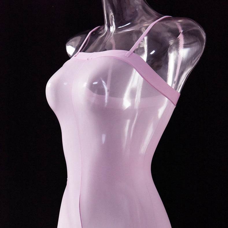 Purple sleeveless crotchless body stockings