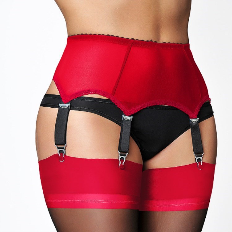 Red 6 Strap Garter Belt - Femboy Fashion