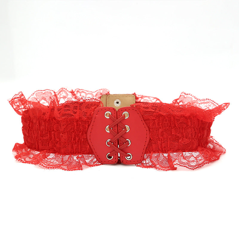 Red Corset Lace Belt - Femboy Fashion