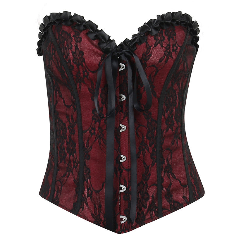 Red Gothic Corset Top Front - Femboy Fashion