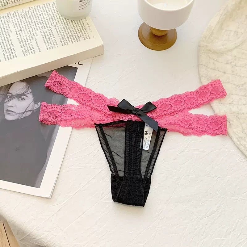 Sexy Low Rise Lace Thong Red Back - Femboy Fashion