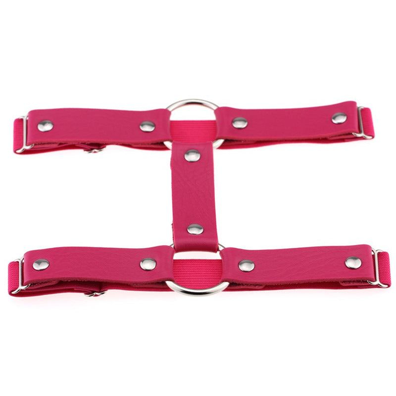 Rose Gothic Leather Double Ring Garter Belt - Femboy Fashion