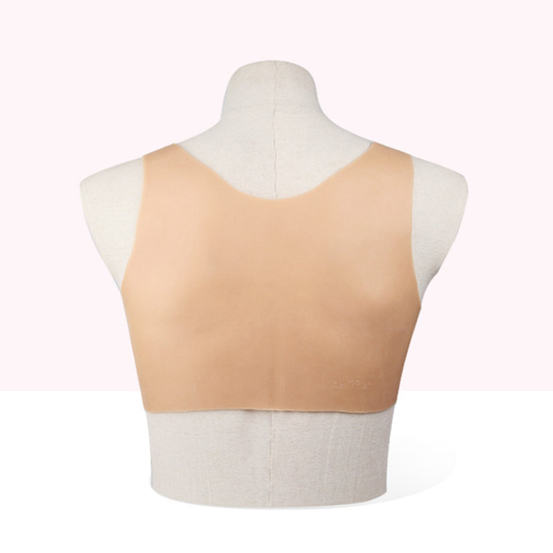 Round Neck Silicone Breast Form Vest Back - Femboy Fashion