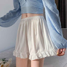 White Ruffle Hem Shorts - Femboy Fashion