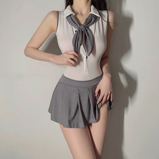 Schoolgirl Backless Uniform Lingerie Set - Femboy Fashion