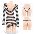 Sexy black and white striped see through lingerie
