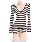 Sexy black and white striped see through lingerie