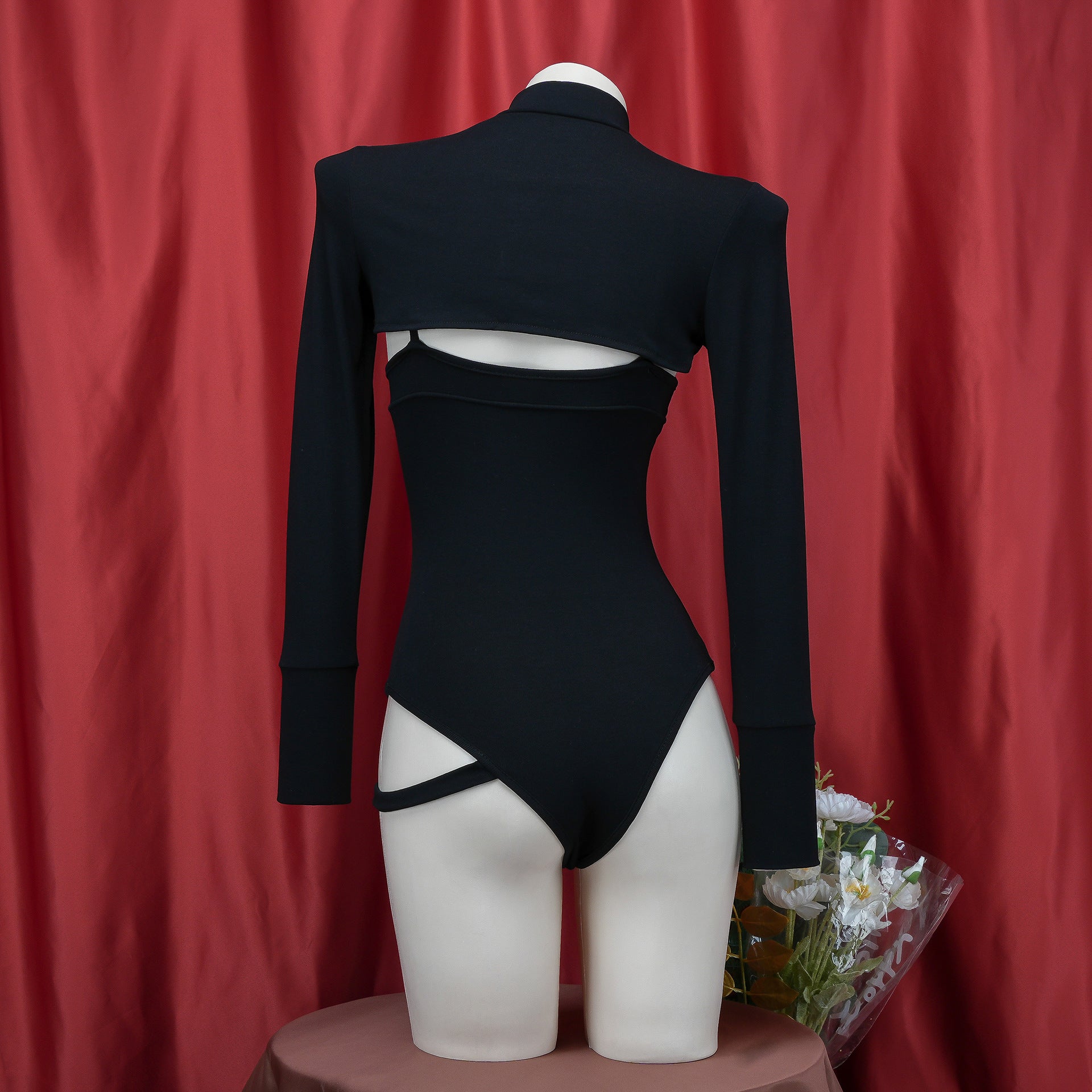 Sexy Black Bodysuit Lingerie Back - Femboy Fashion