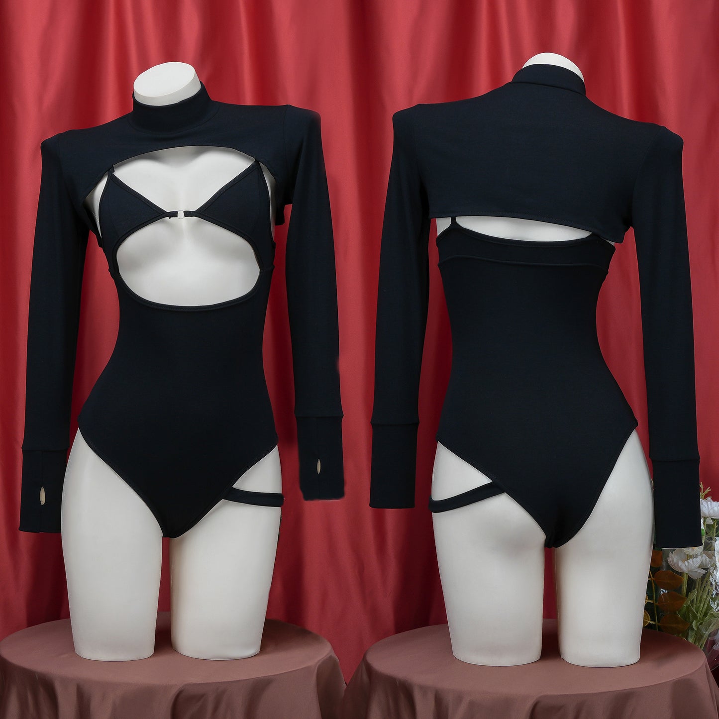 Sexy Black Bodysuit Lingerie Front And Back - Femboy Fashion