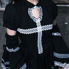 Sexy Black Dress With Gloves Set Front