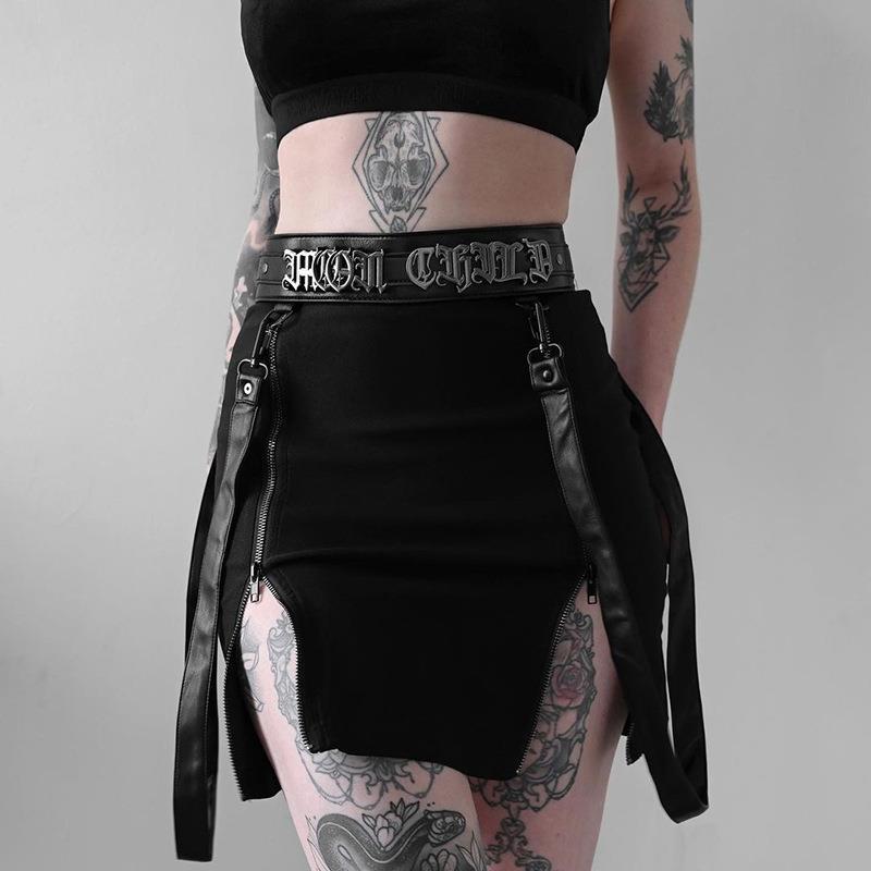 Goth Girl In Black Gothic Short Skirt - Femboy Fashion