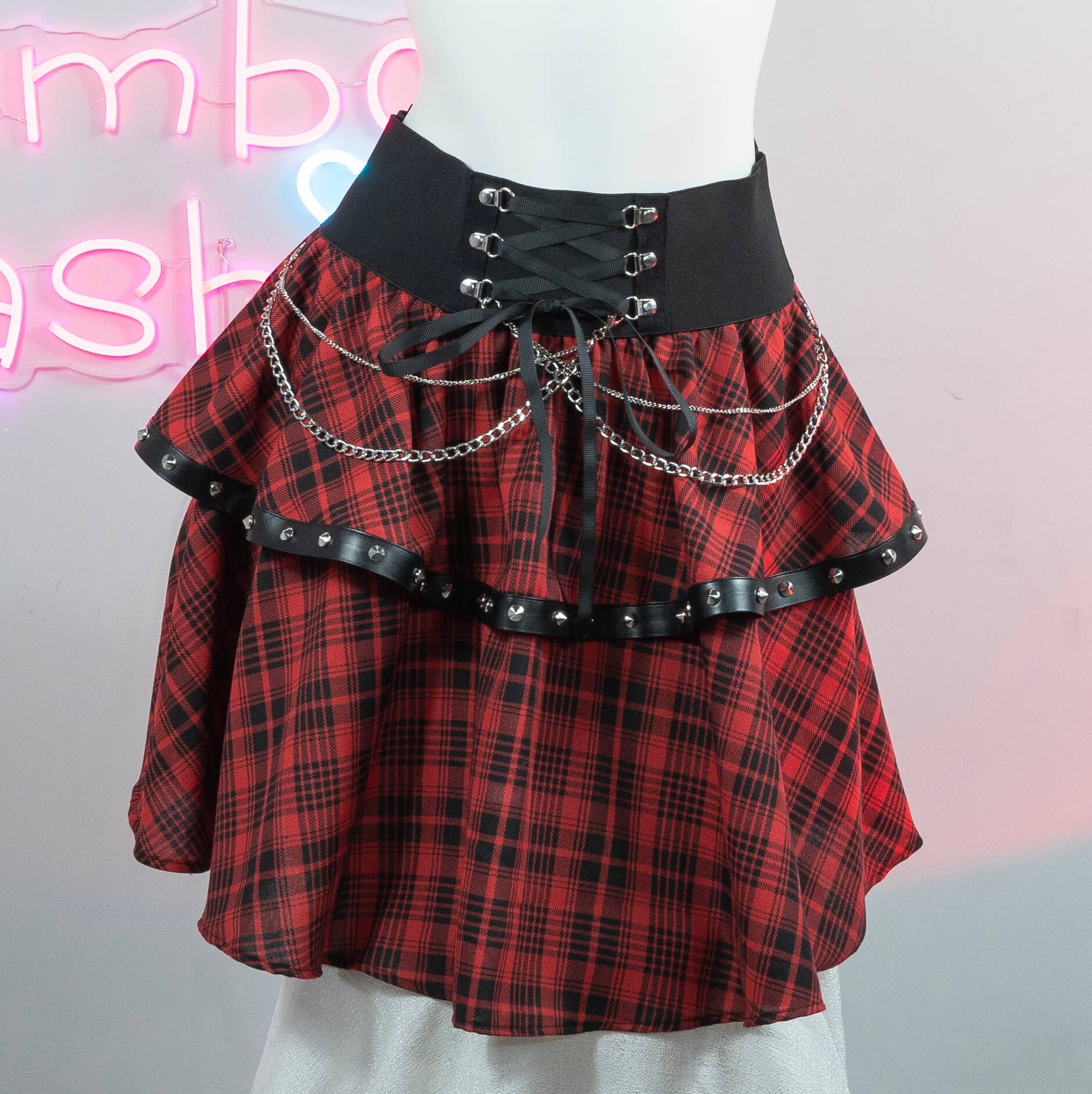 Black Lace Up Gothic Skirt - Femboy Fashion