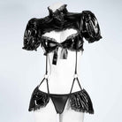 Sexy Black Leather Backless Lingerie Front - Femboy Fashion