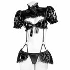 Sexy Black Leather Backless Lingerie Front - Femboy Fashion